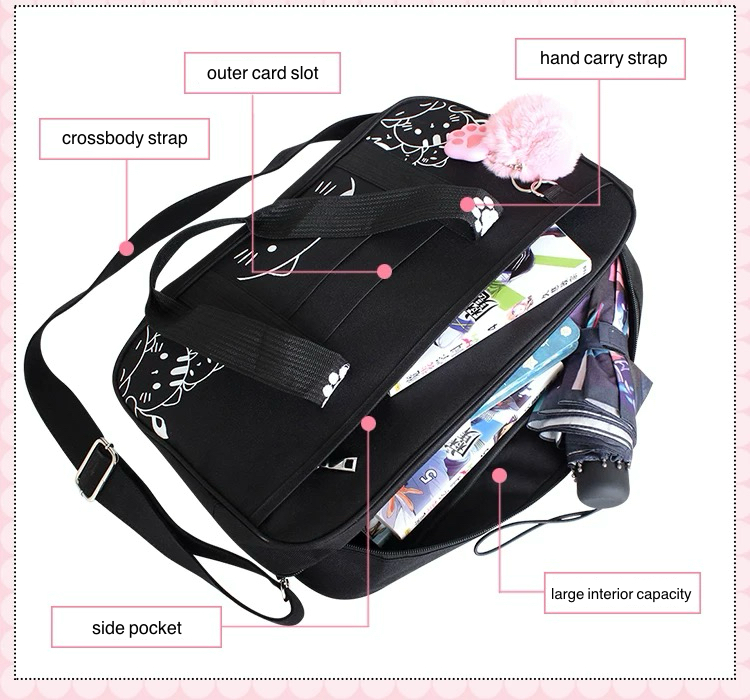 Kawaii Cat Paw Canvas Tote Bag Cute Japanese Style Shoulder Bag for Girls